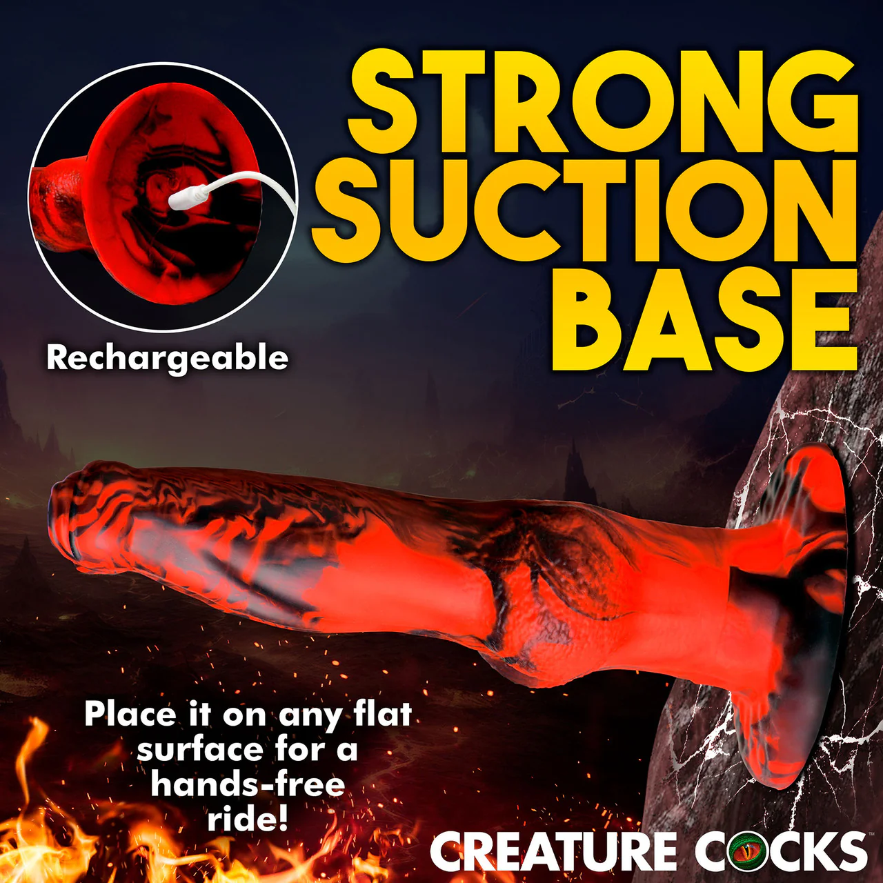 Hell Wolf Rechargeable Thrusting & Vibrating Silicone Suction Cup Dildo With Remote By Creature Cocks - Image 13