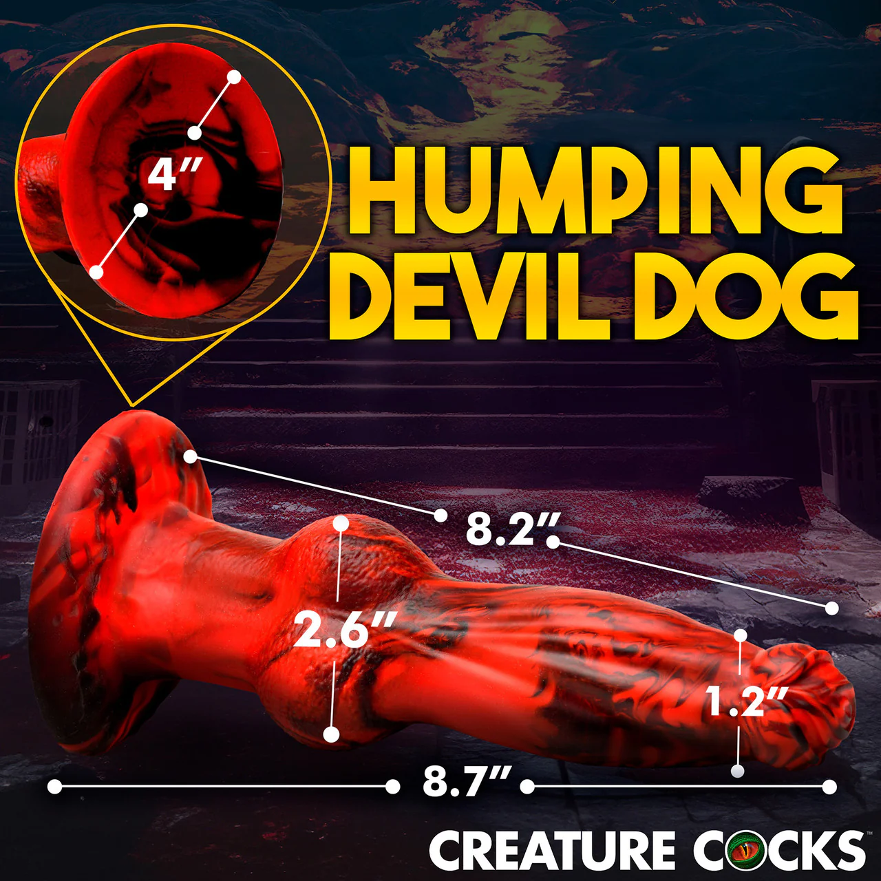 Hell Wolf Rechargeable Thrusting & Vibrating Silicone Suction Cup Dildo With Remote By Creature Cocks - Image 14