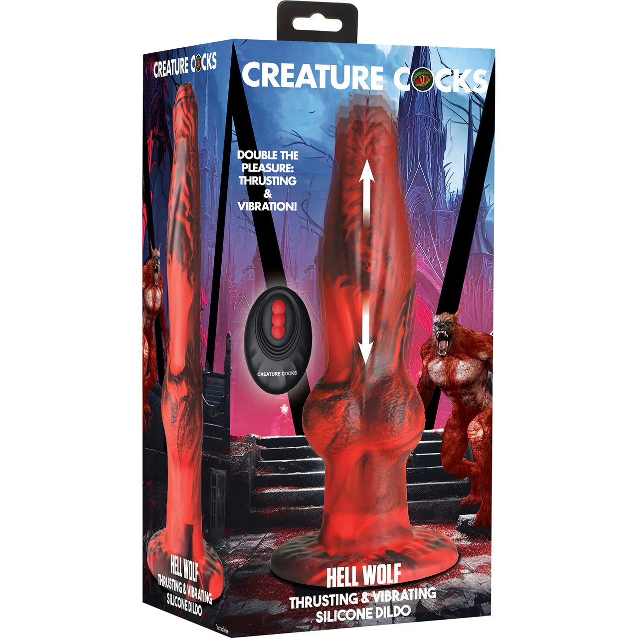 Hell Wolf Rechargeable Thrusting & Vibrating Silicone Suction Cup Dildo With Remote By Creature Cocks - Image 17