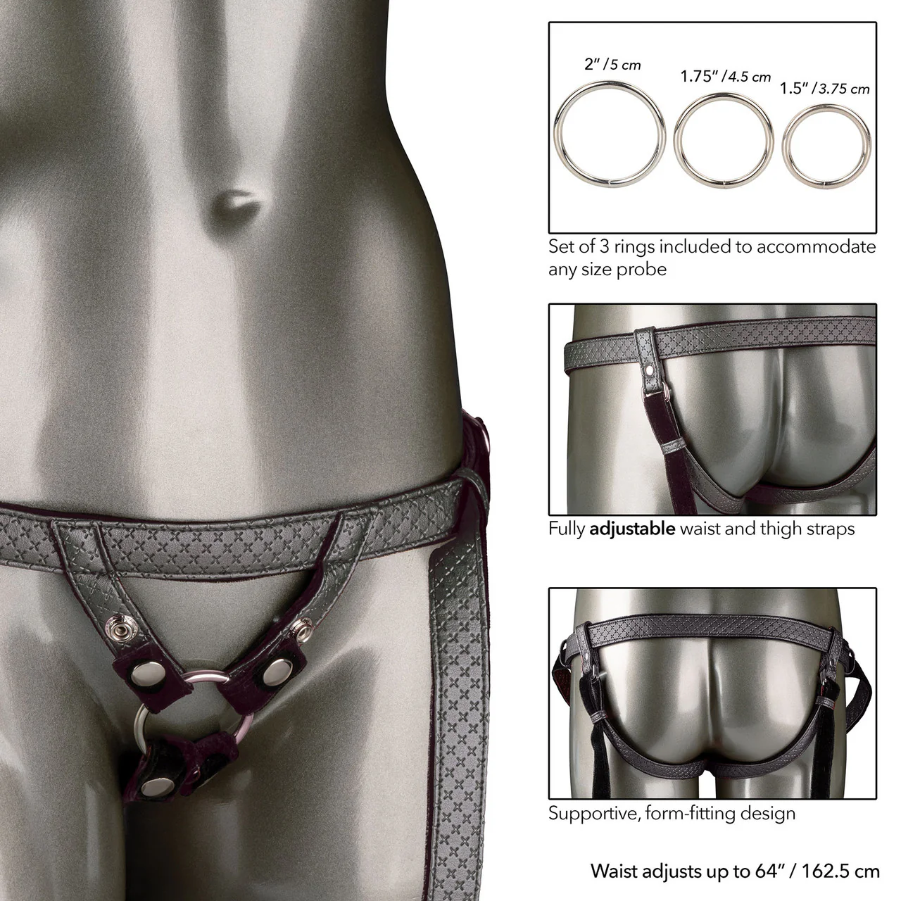 Her Royal Harness The Regal Duchess O-Ring Harness by CalExotics - Pewter - Image 4
