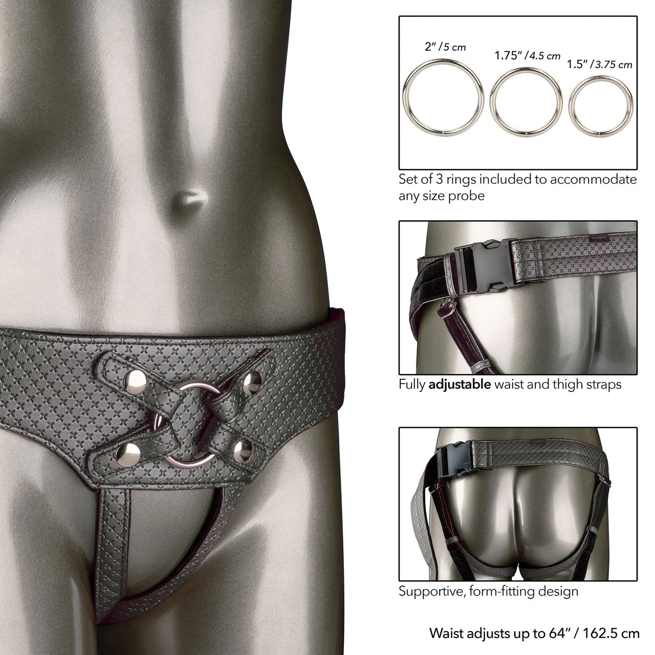 Her Royal Harness The Regal Empress O-Ring Harness by CalExotics - Pewter - Image 4