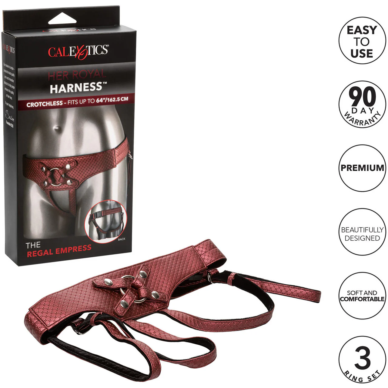 Her Royal Harness The Regal Empress O-Ring Harness by CalExotics - Red - Image 4