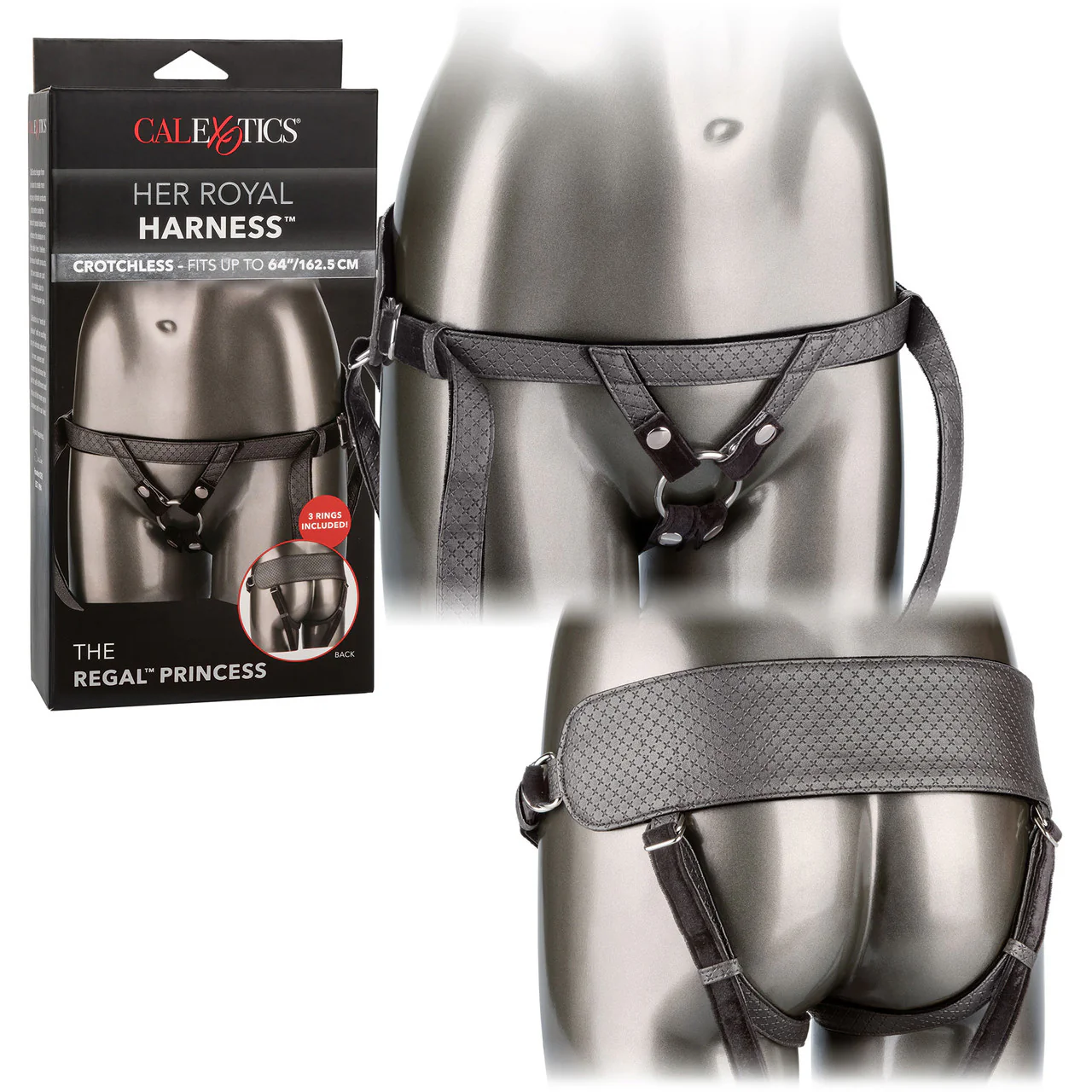 Her Royal Harness The Regal Princess O-Ring Harness by CalExotics - Pewter - Image 6