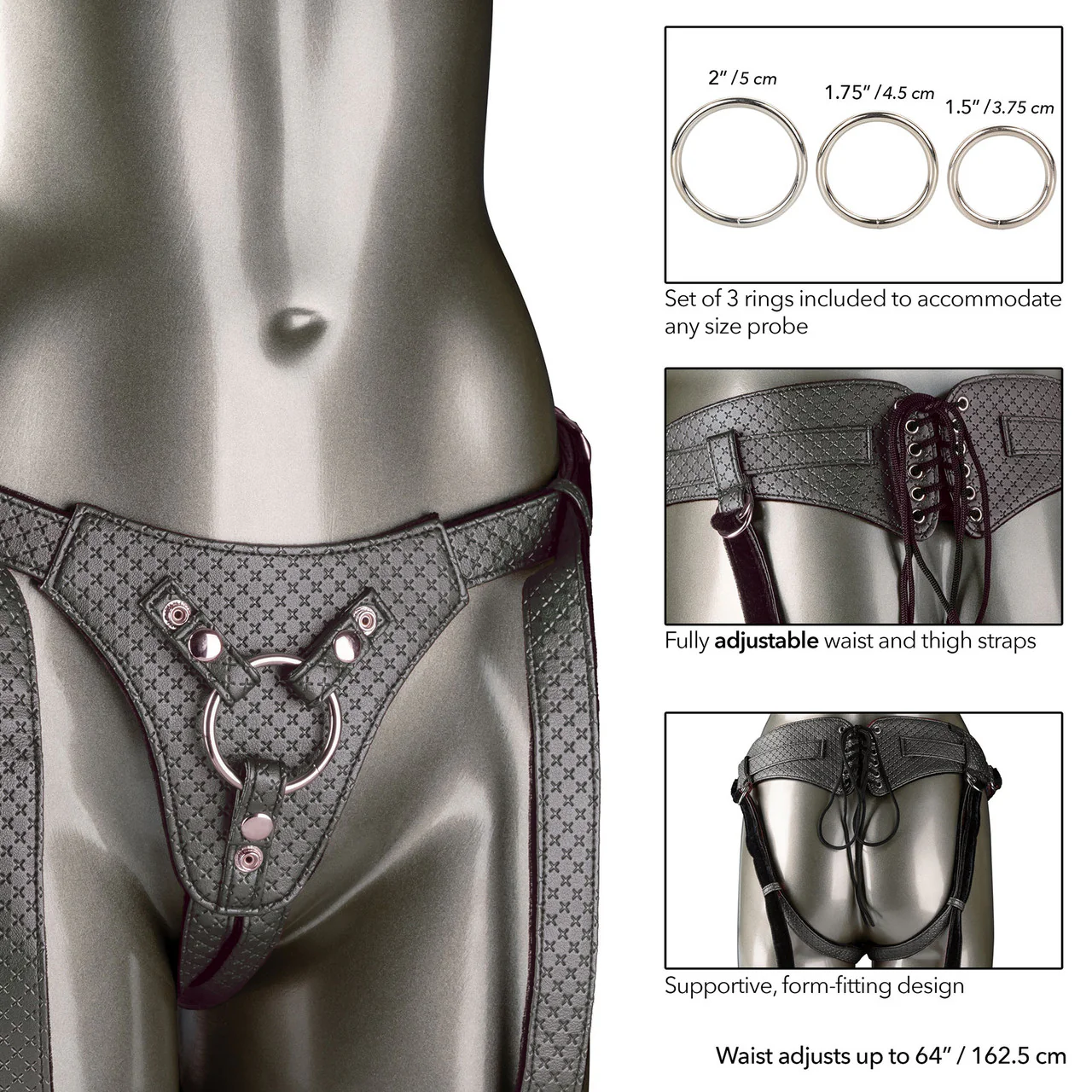 Her Royal Harness The Regal Queen O-Ring Harness by CalExotics - Pewter - Image 4