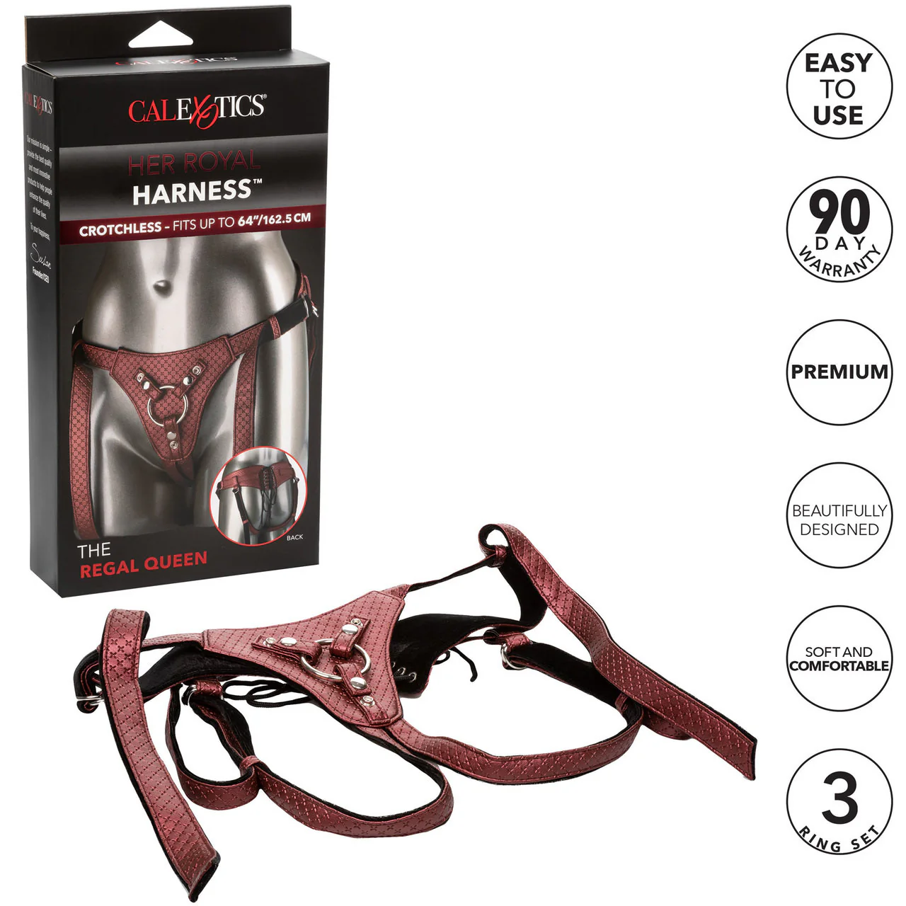 Her Royal Harness The Regal Queen O-Ring Harness by CalExotics - Red - Image 4