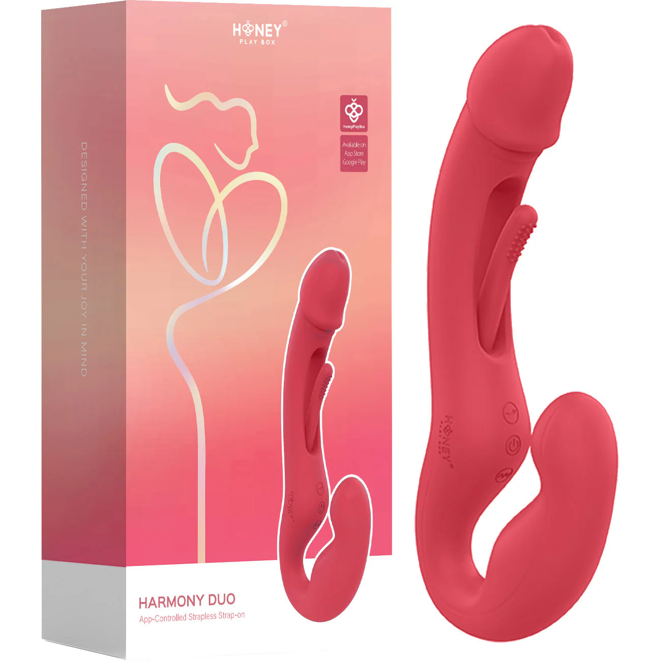 Honey Play Box Harmony Duo App Enabled Tapping Finger Silicone Strapless Strap-On - Image 16