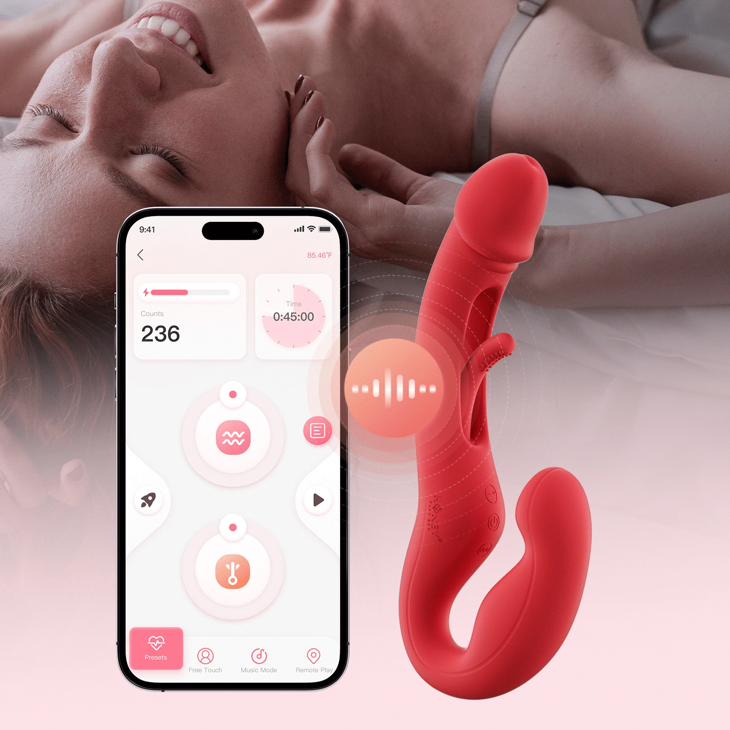 Honey Play Box Harmony Duo App Enabled Tapping Finger Silicone Strapless Strap-On - Image 2
