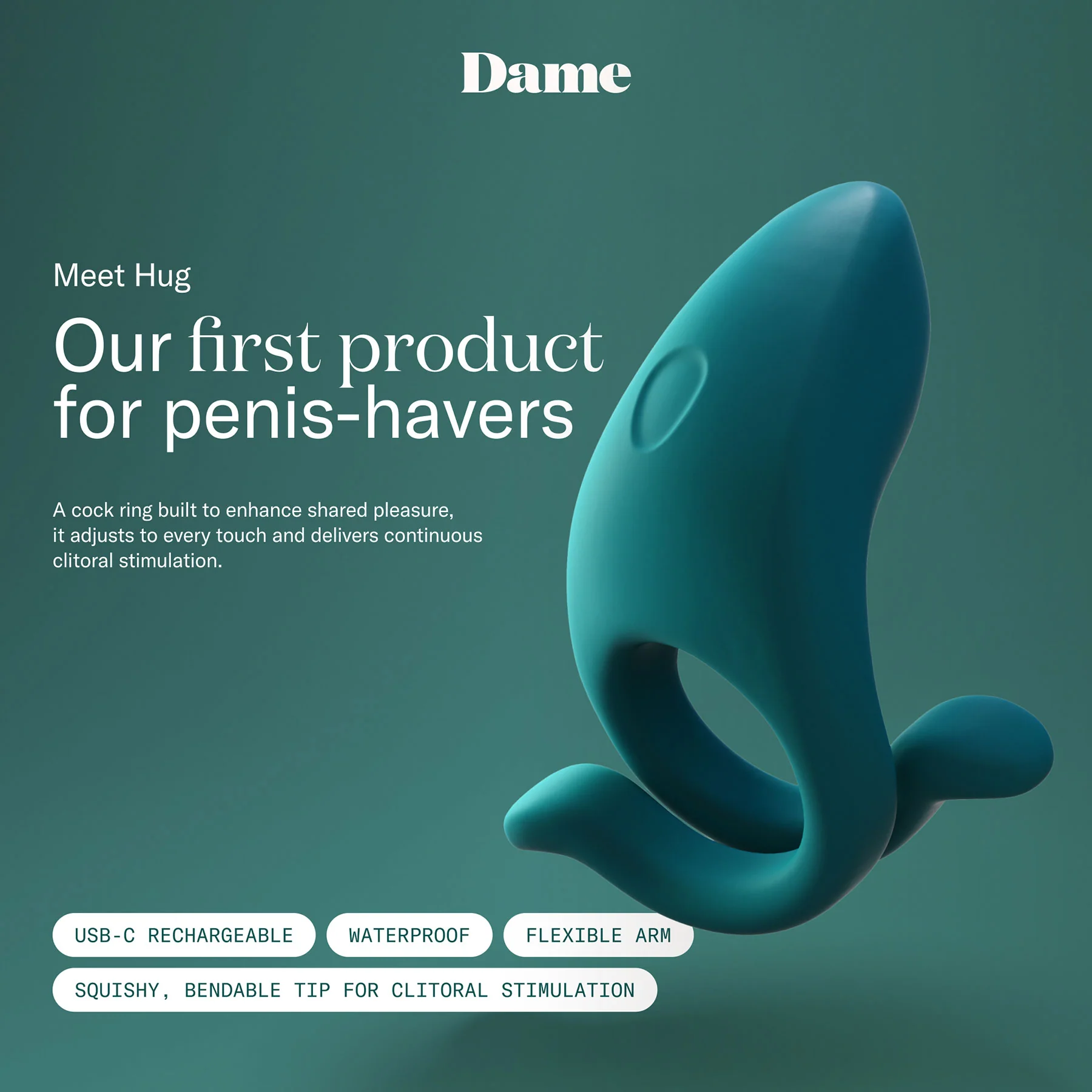 Hug Vibrating Silicone Couples Cock Ring By Dame - Image 8