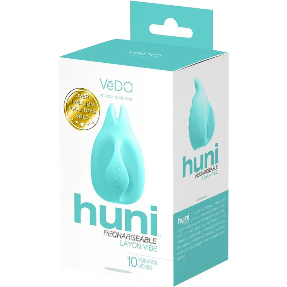 Huni Rechargeable Waterproof Silicone Lay-On Clitoral Vibrator by VeDO - Tease Me Turquoise - Image 4