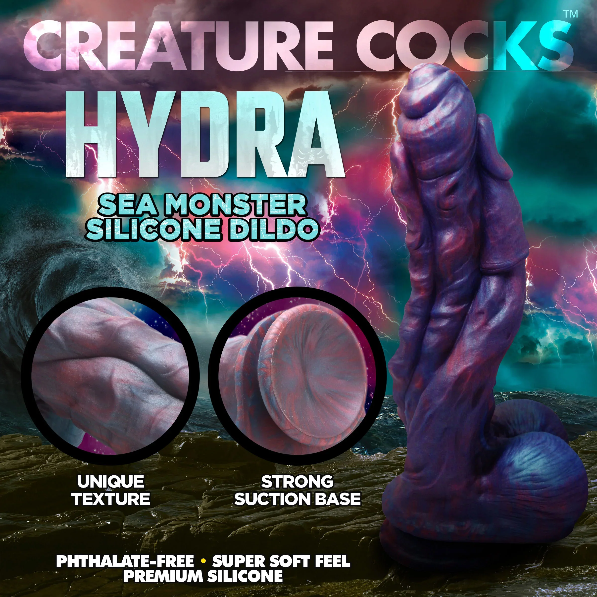 Hydra Sea Monster 10" Silicone Suction Cup Dildo With Balls By Creature Cocks - Image 2
