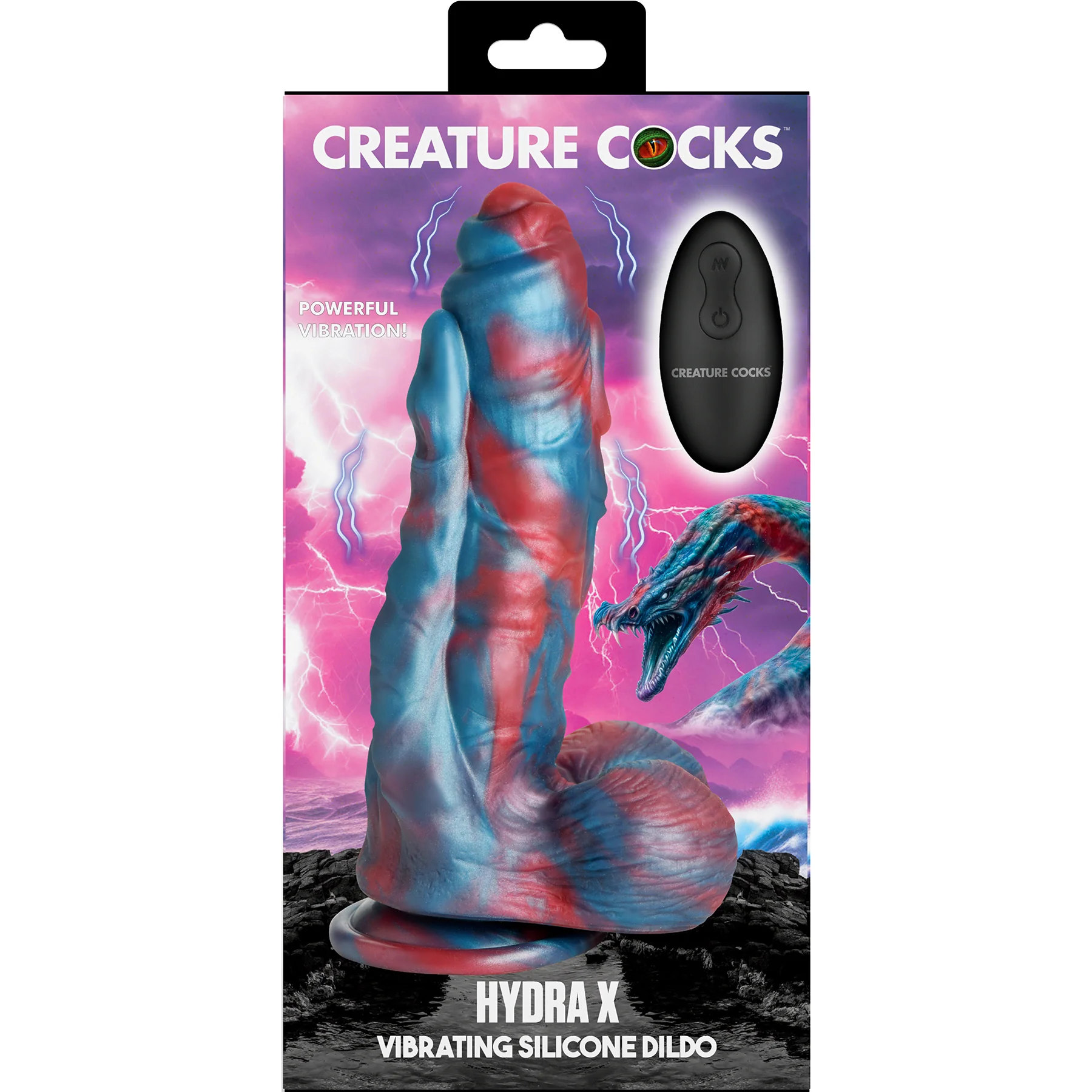 Hydra X 8" Vibrating Silicone Suction Cup Dildo With Remote By Creature Cocks - Image 12