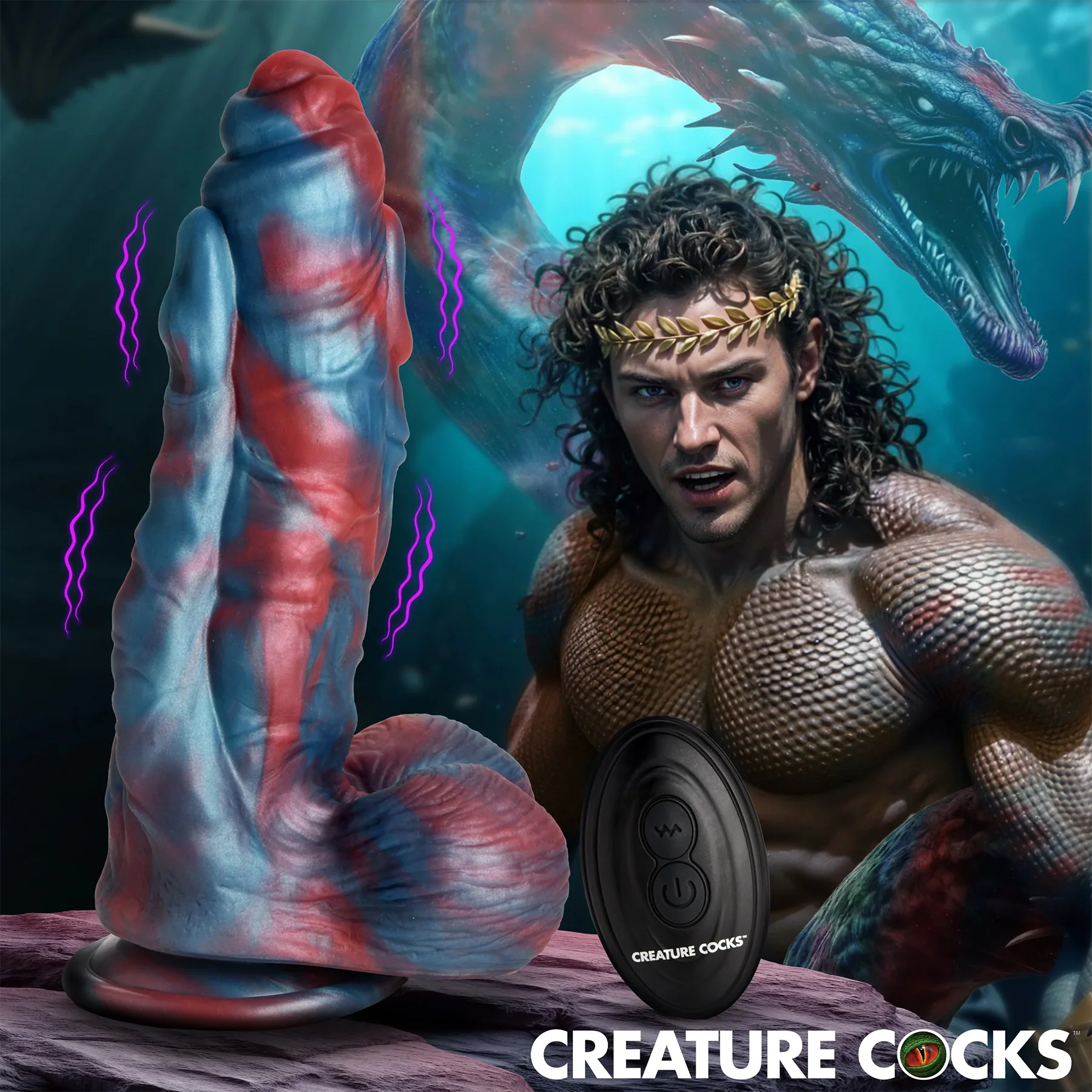 Hydra X 8" Vibrating Silicone Suction Cup Dildo With Remote By Creature Cocks - Image 6