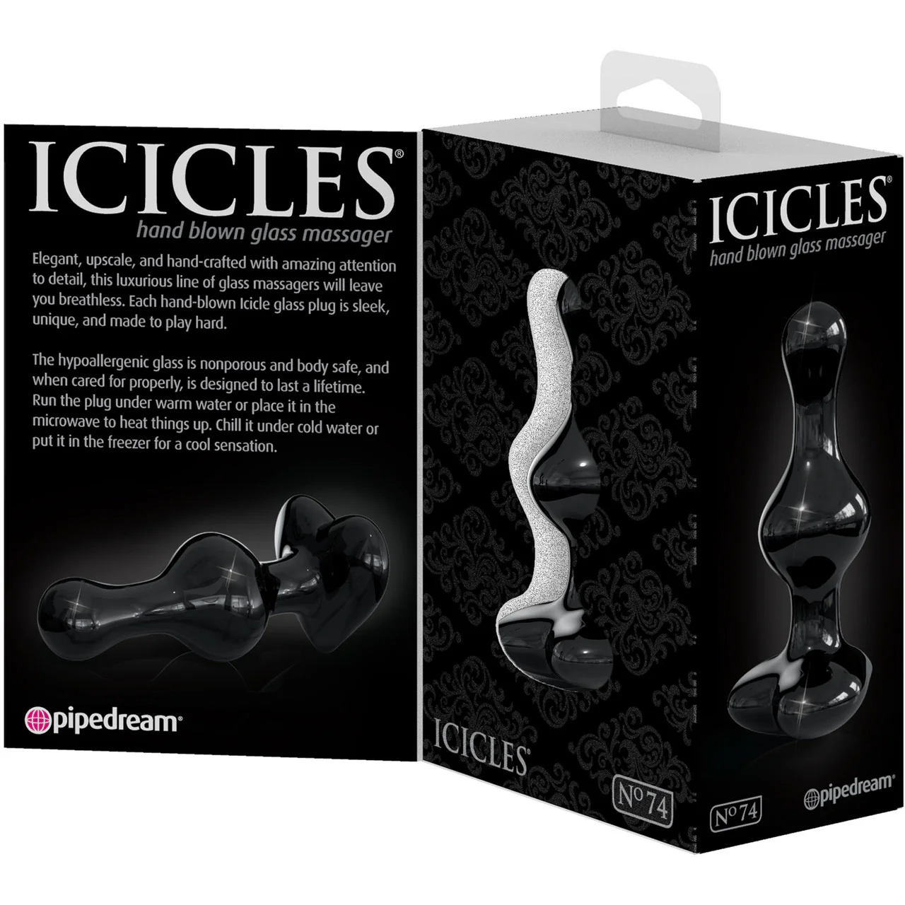 Icicles No. 74 Black Glass Anal Plug With Heart Shaped Base - Image 4