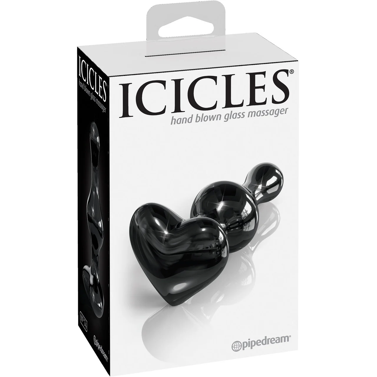 Icicles No. 74 Black Glass Anal Plug With Heart Shaped Base - Image 5