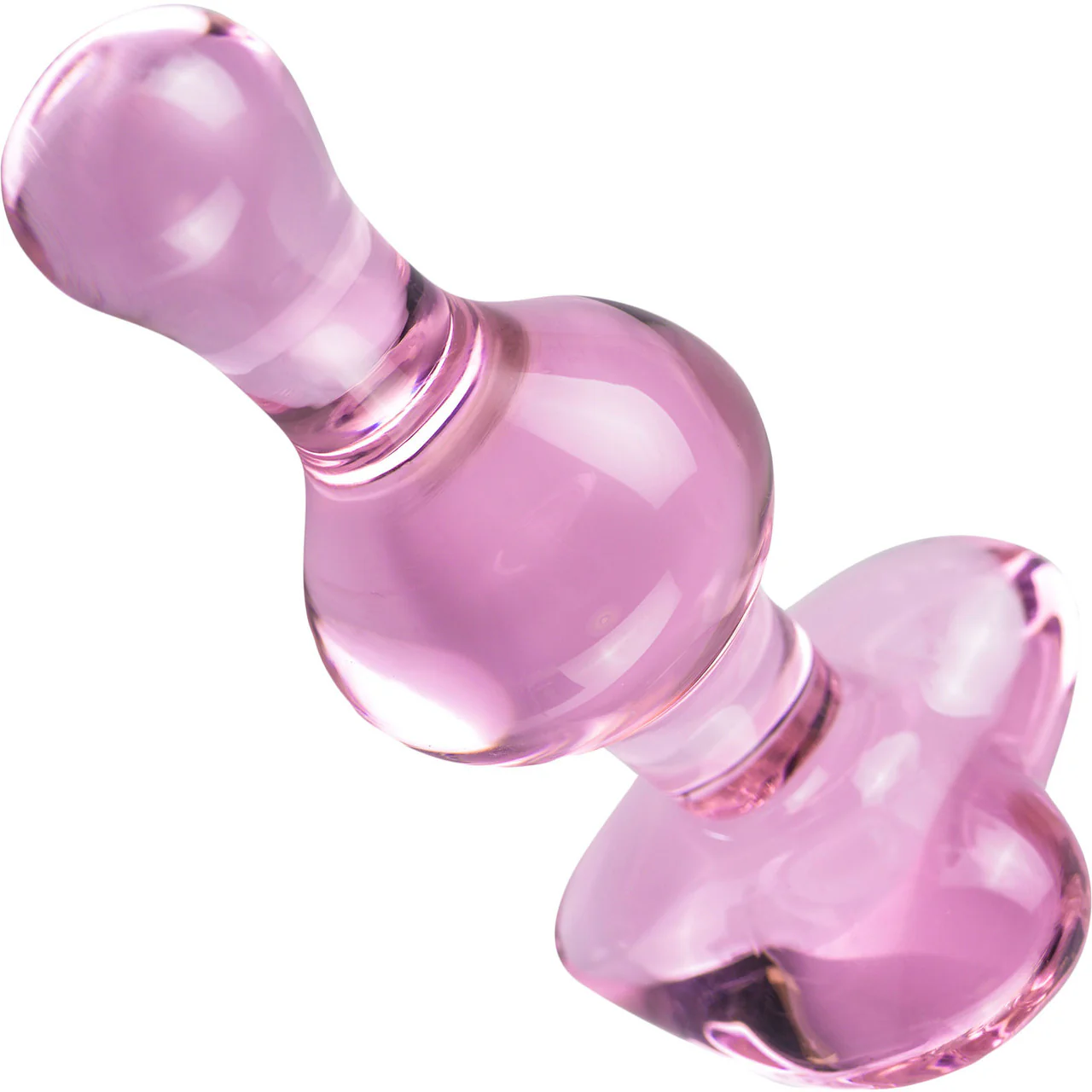 Icicles No. 75 Pink Glass Anal Plug With Heart Shaped Base - Image 3