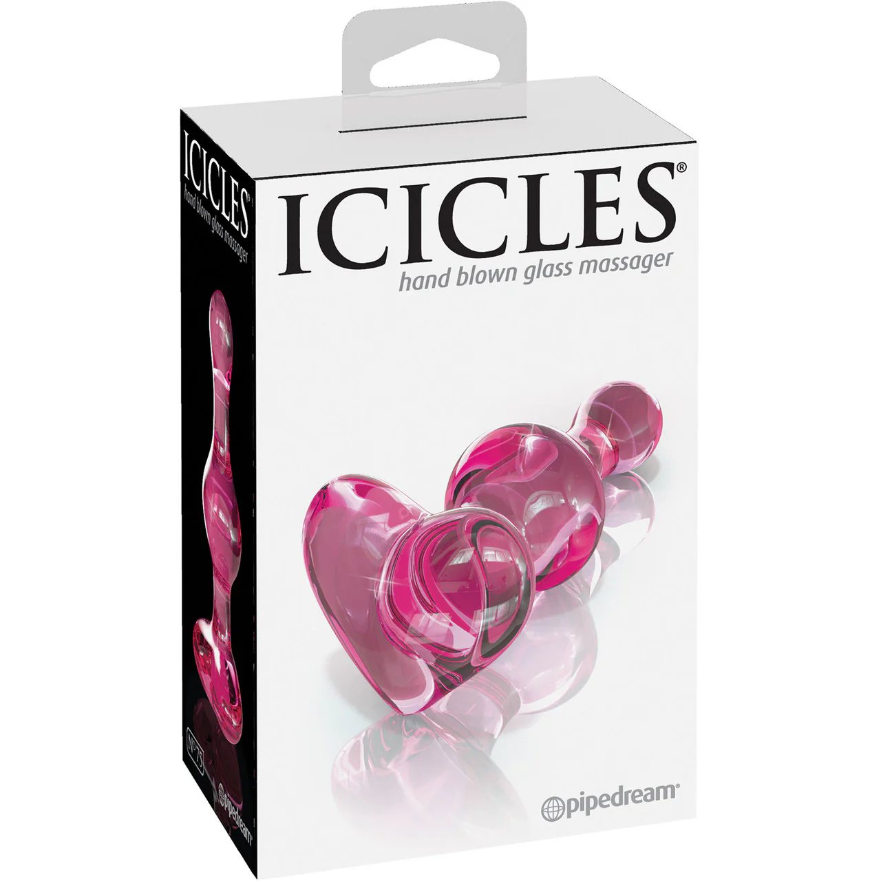 Icicles No. 75 Pink Glass Anal Plug With Heart Shaped Base - Image 5