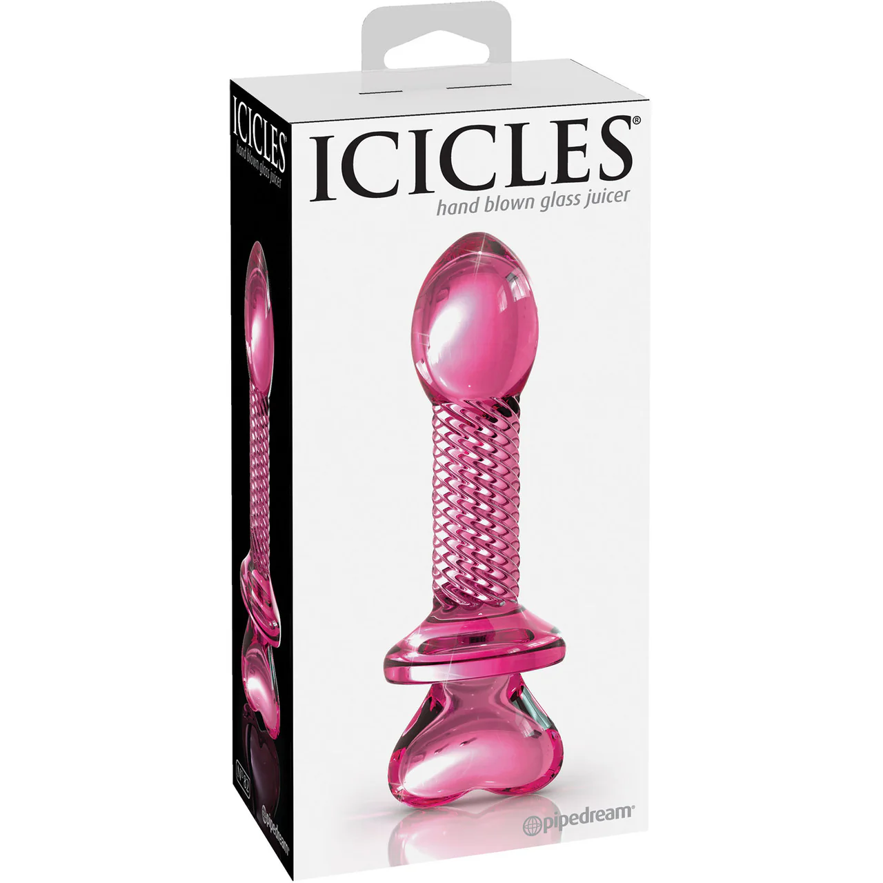 Icicles No. 82 Pink Glass Probe With Swirl Pattern & Heart Shaped Base - Image 4
