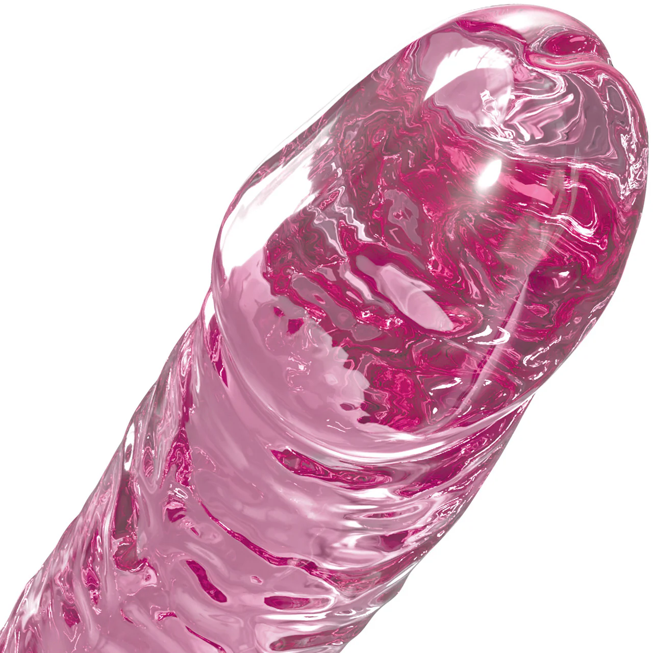 Icicles No. 86 Glass Dildo With Flexible Suction Cup Base - Pink - Image 3