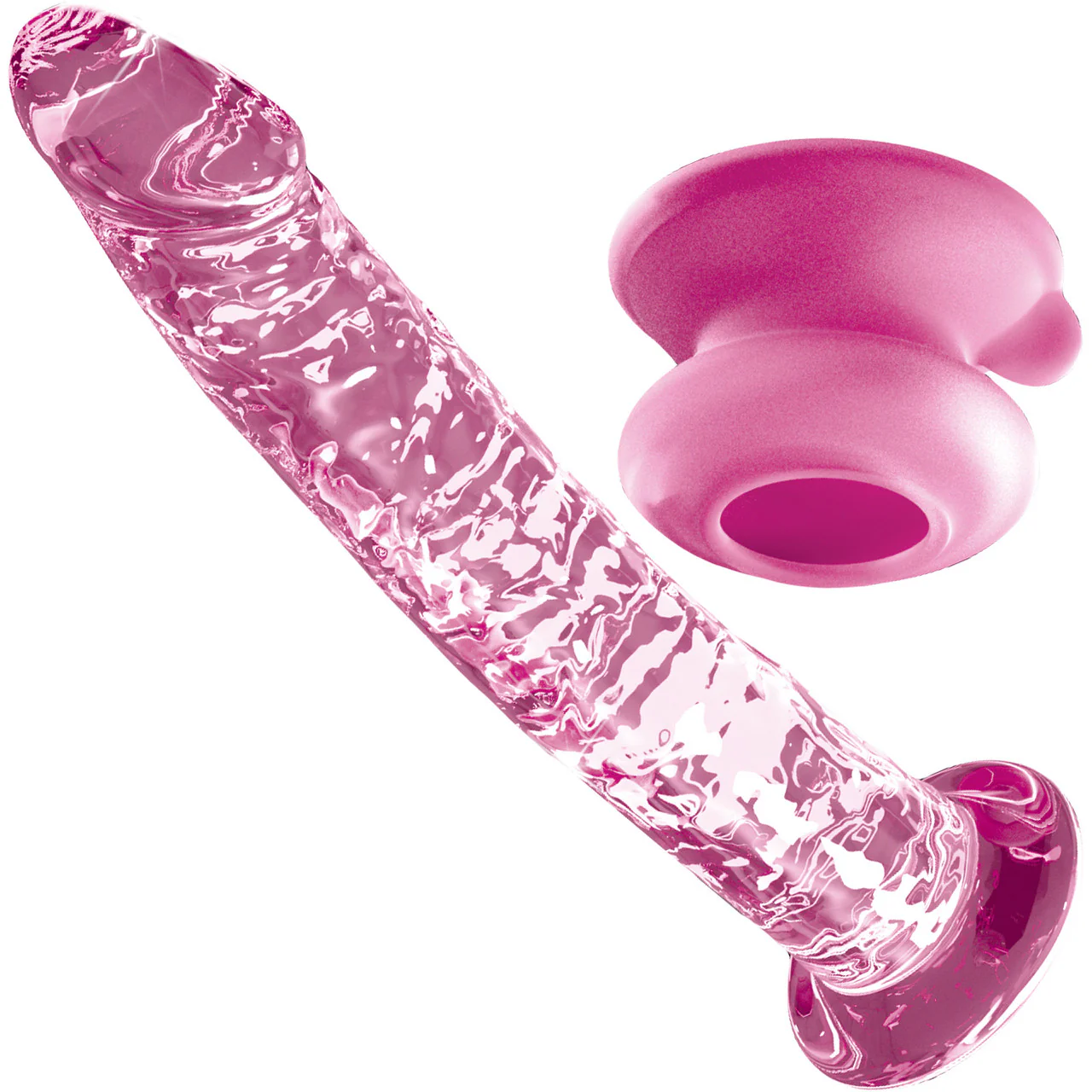 Icicles No. 86 Glass Dildo With Flexible Suction Cup Base - Pink - Image 4