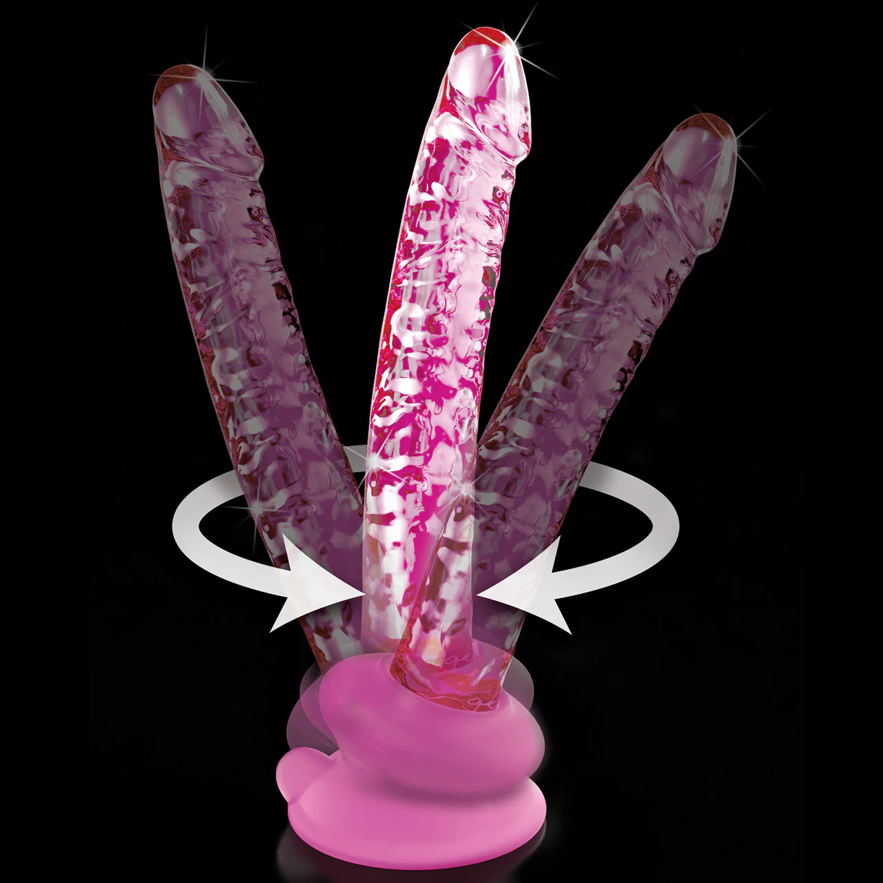 Icicles No. 86 Glass Dildo With Flexible Suction Cup Base - Pink - Image 6