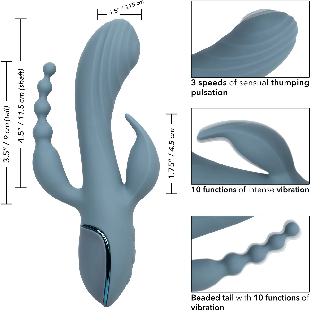 III Triple Ecstasy Silicone Pulsating Rechargeable Triple Stimulation Vibrator By CalExotics - Image 10