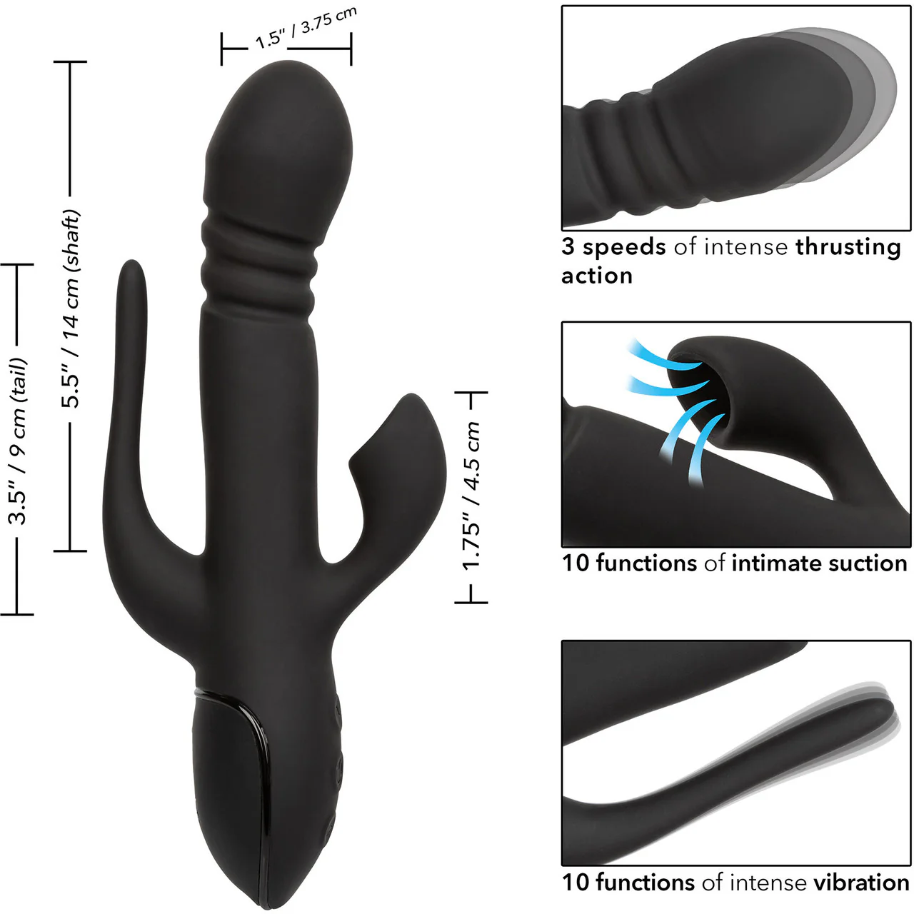 III Triple Euphoria Silicone Triple Stimulation Thrusting Vibrator With Clitoral Suction By CalExotics - Image 10
