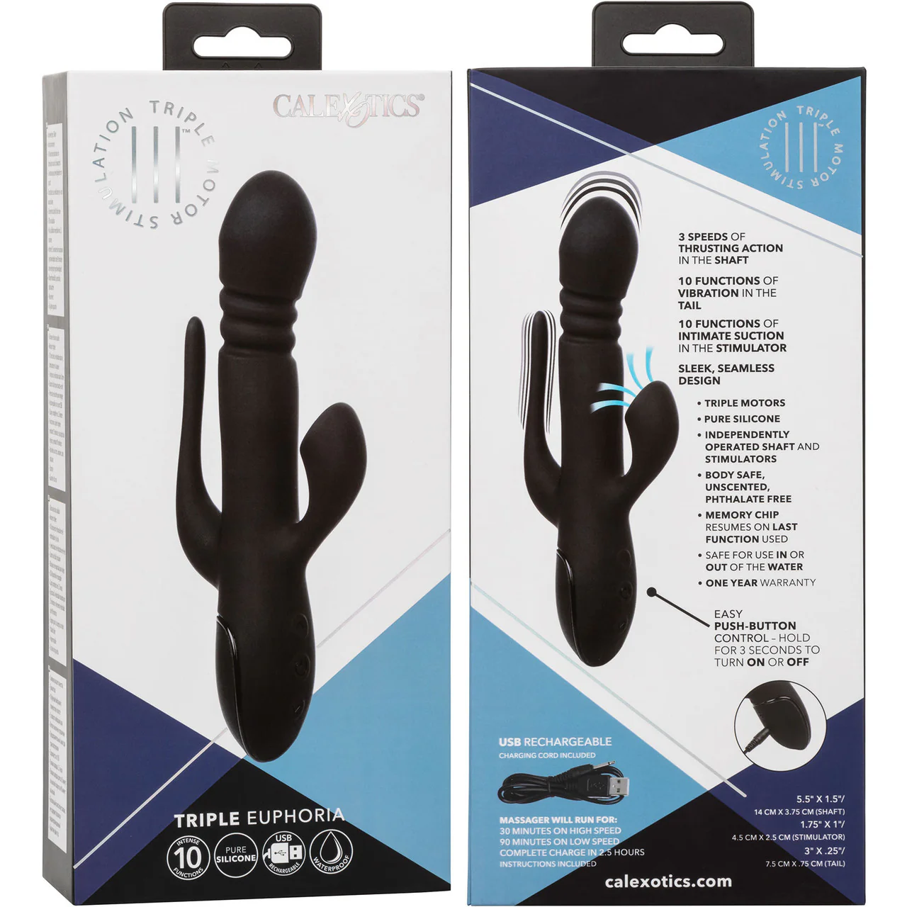 III Triple Euphoria Silicone Triple Stimulation Thrusting Vibrator With Clitoral Suction By CalExotics - Image 11