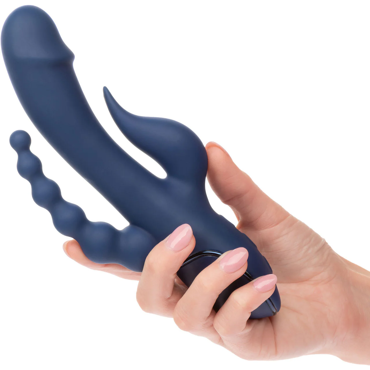 III Triple Orgasm Silicone Rechargeable Triple Stimulation Vibrator By CalExotics - Navy - Image 2