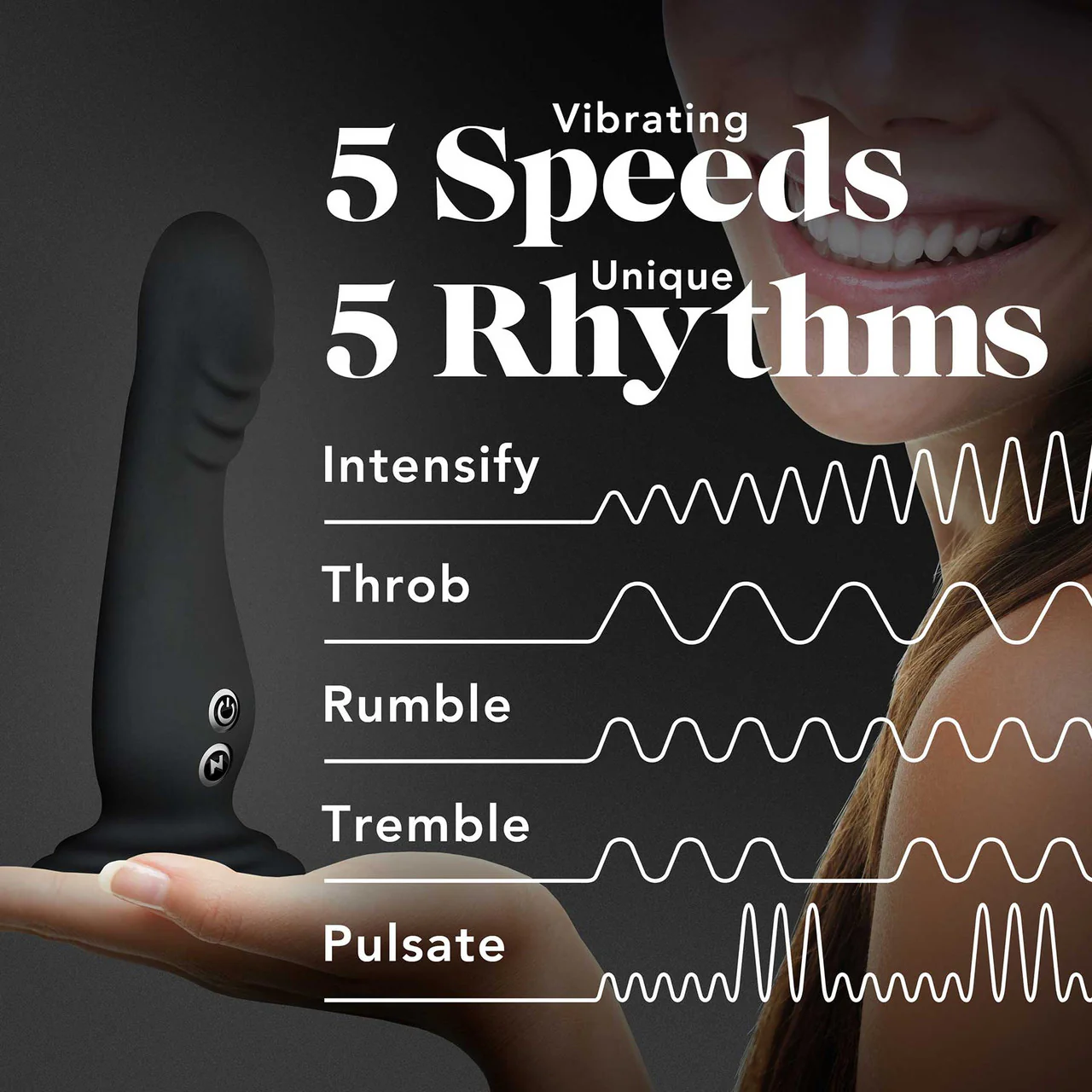 Impressions Amsterdam Rechargeable Waterproof Silicone G-Spot Suction Cup Vibrator By Blush - Black - Image 7