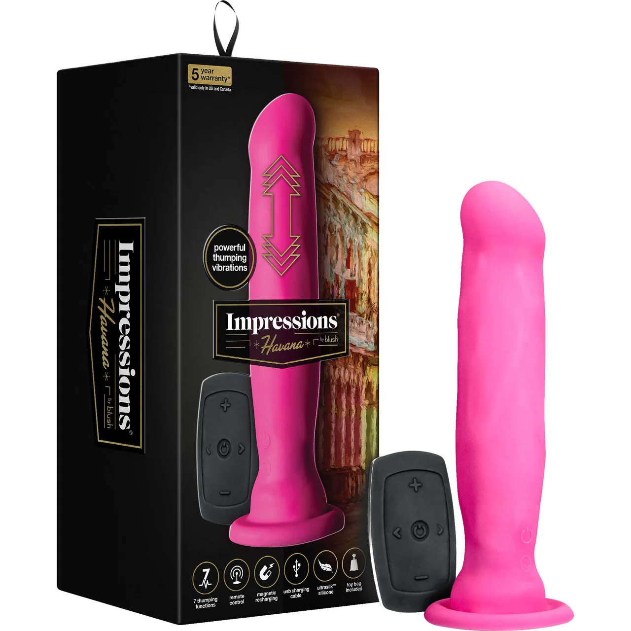 Impressions Havana Rechargeable Waterproof Silicone Vibrator With Remote By Blush - Pink - Image 5