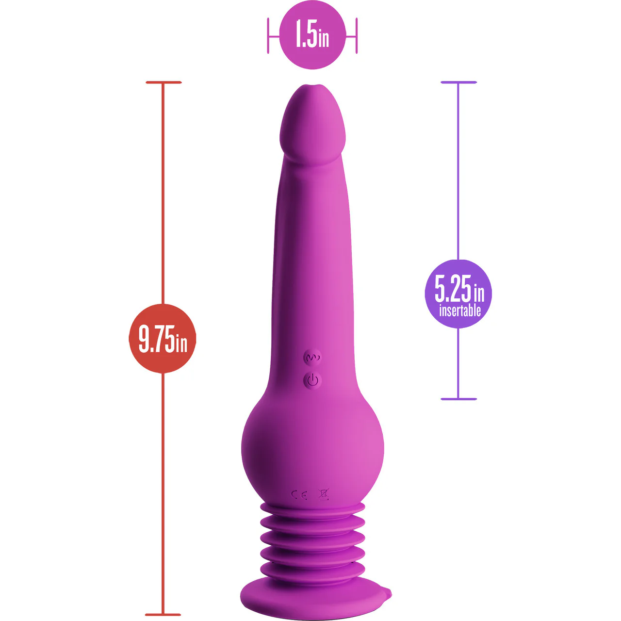 Impressions New York Gyro-Quake Rechargeable Thumping Vibrating Silicone Dildo By Blush - Purple - Image 4