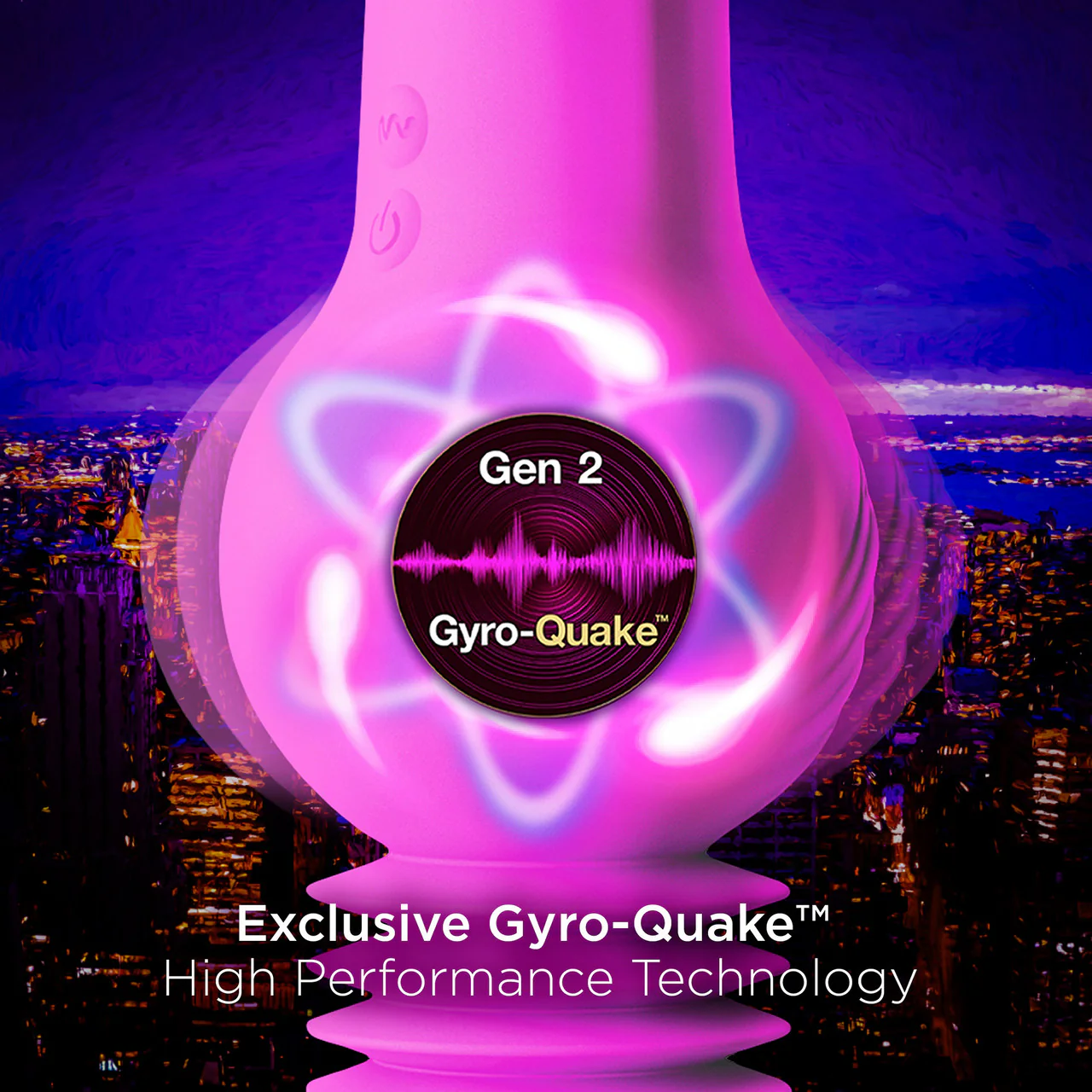 Impressions New York Gyro-Quake Rechargeable Thumping Vibrating Silicone Dildo By Blush - Purple - Image 6