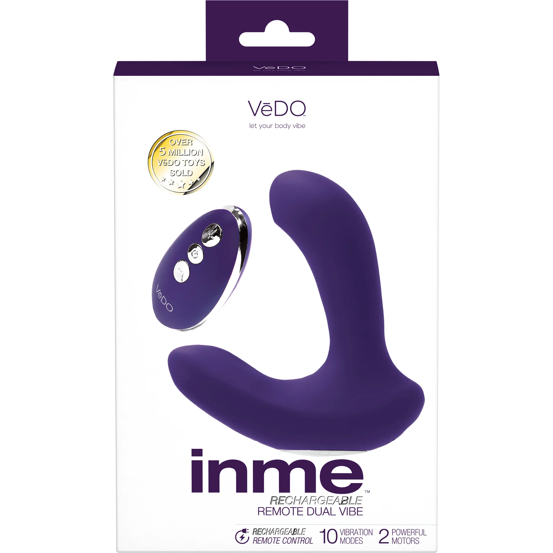 INME Rechargeable Silicone Dual Vibrator With Remote By VeDO - Image 10