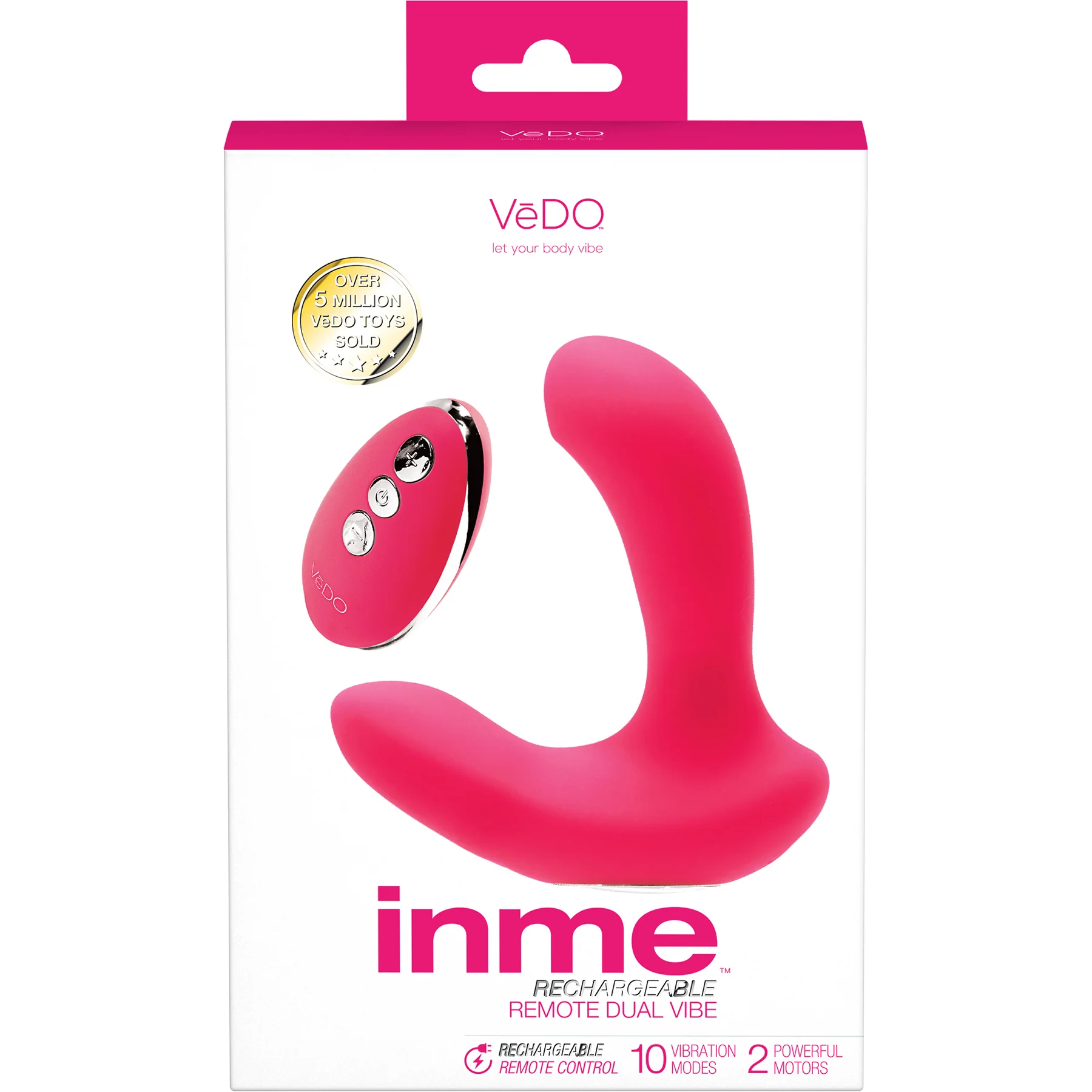INME Rechargeable Silicone Dual Vibrator With Remote By VeDO - Image 5