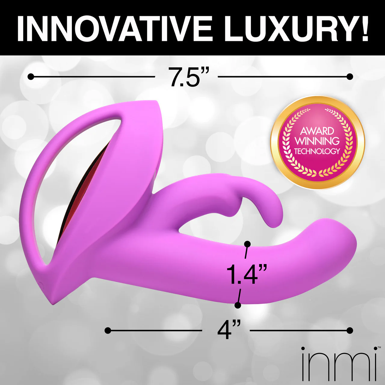 INMI 10X Come Hither Rocker Rechargeable Silicone Rabbit Vibrator With Handle - Purple - Image 11