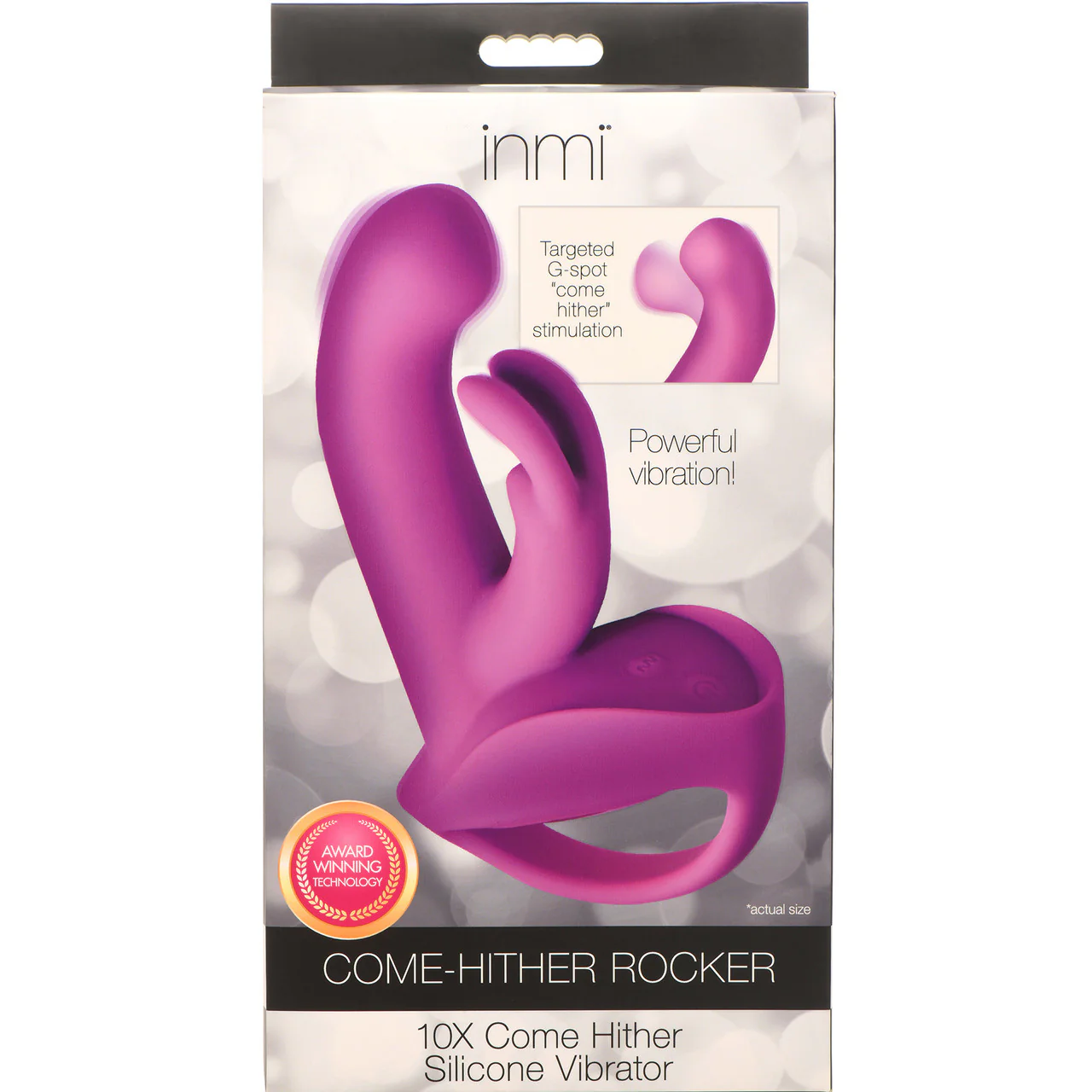 INMI 10X Come Hither Rocker Rechargeable Silicone Rabbit Vibrator With Handle - Purple - Image 17