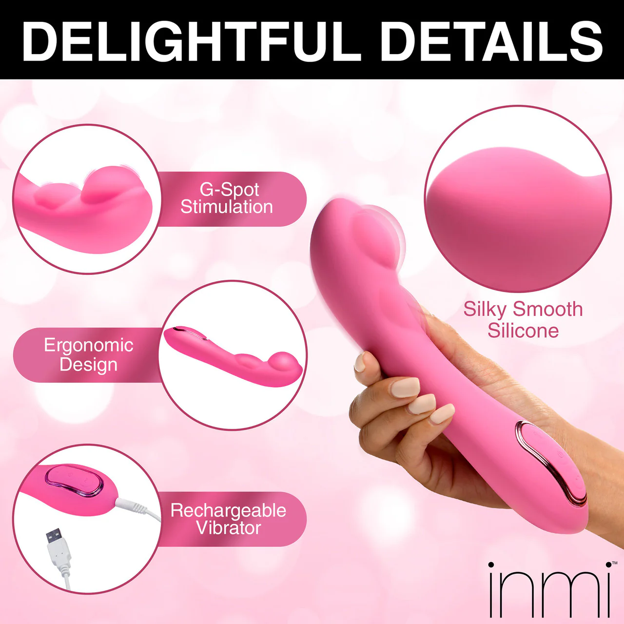 INMI Extreme-G Rechargeable Silicone Inflating G-Spot Vibrator - Pink - Image 11