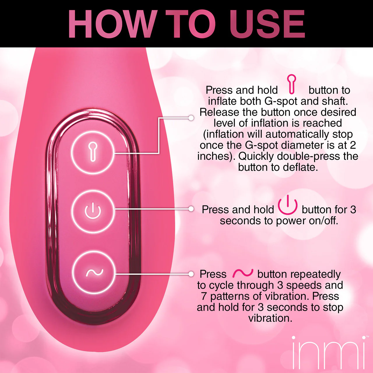 INMI Extreme-G Rechargeable Silicone Inflating G-Spot Vibrator - Pink - Image 19