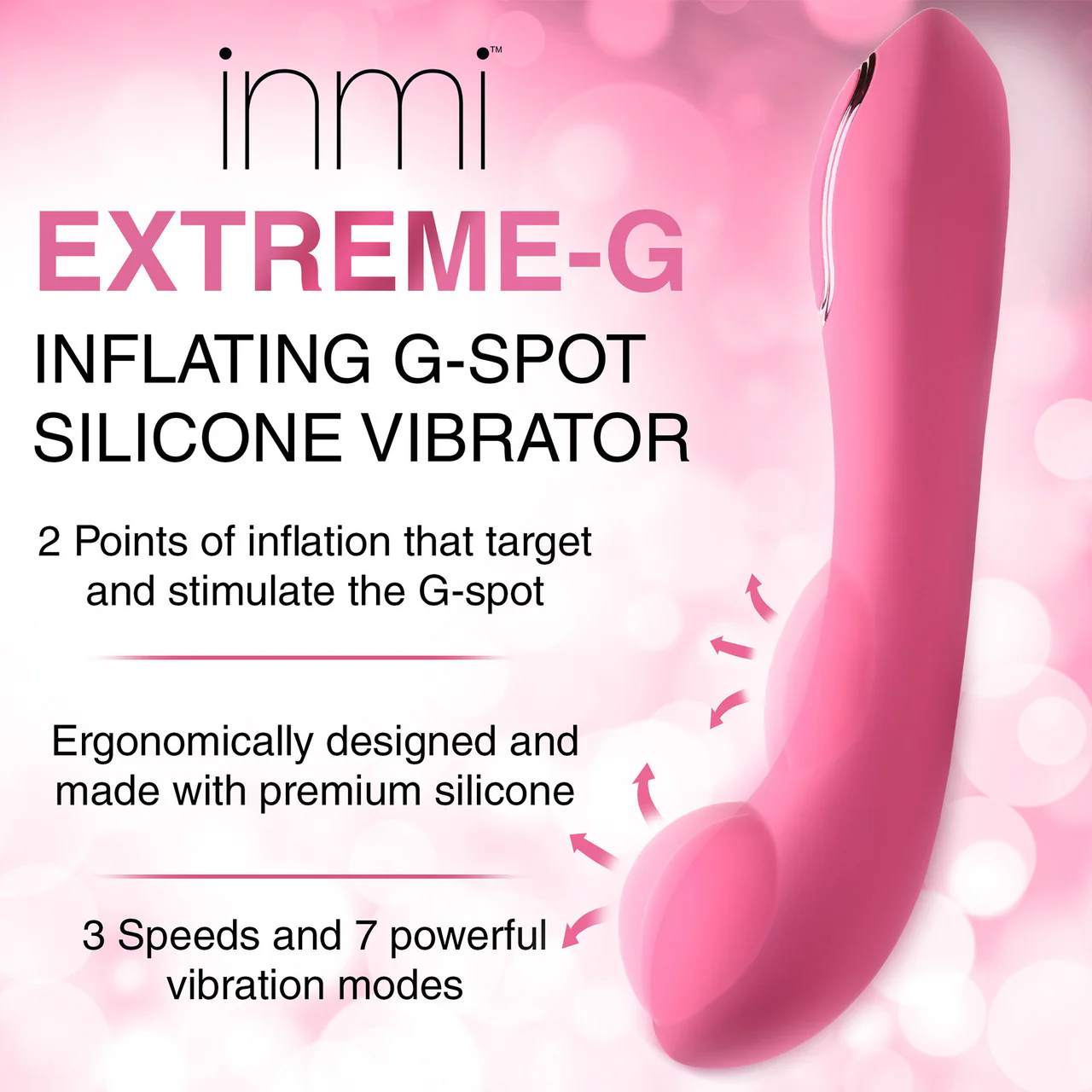 INMI Extreme-G Rechargeable Silicone Inflating G-Spot Vibrator - Pink - Image 8
