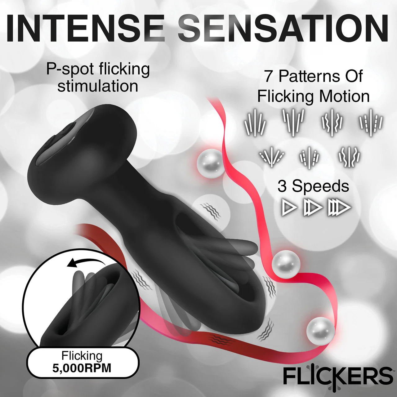 INMI Flickers Bum Flick Rechargeable Silicone Flicking & Vibrating Butt Plug With Remote - Black - Image 11