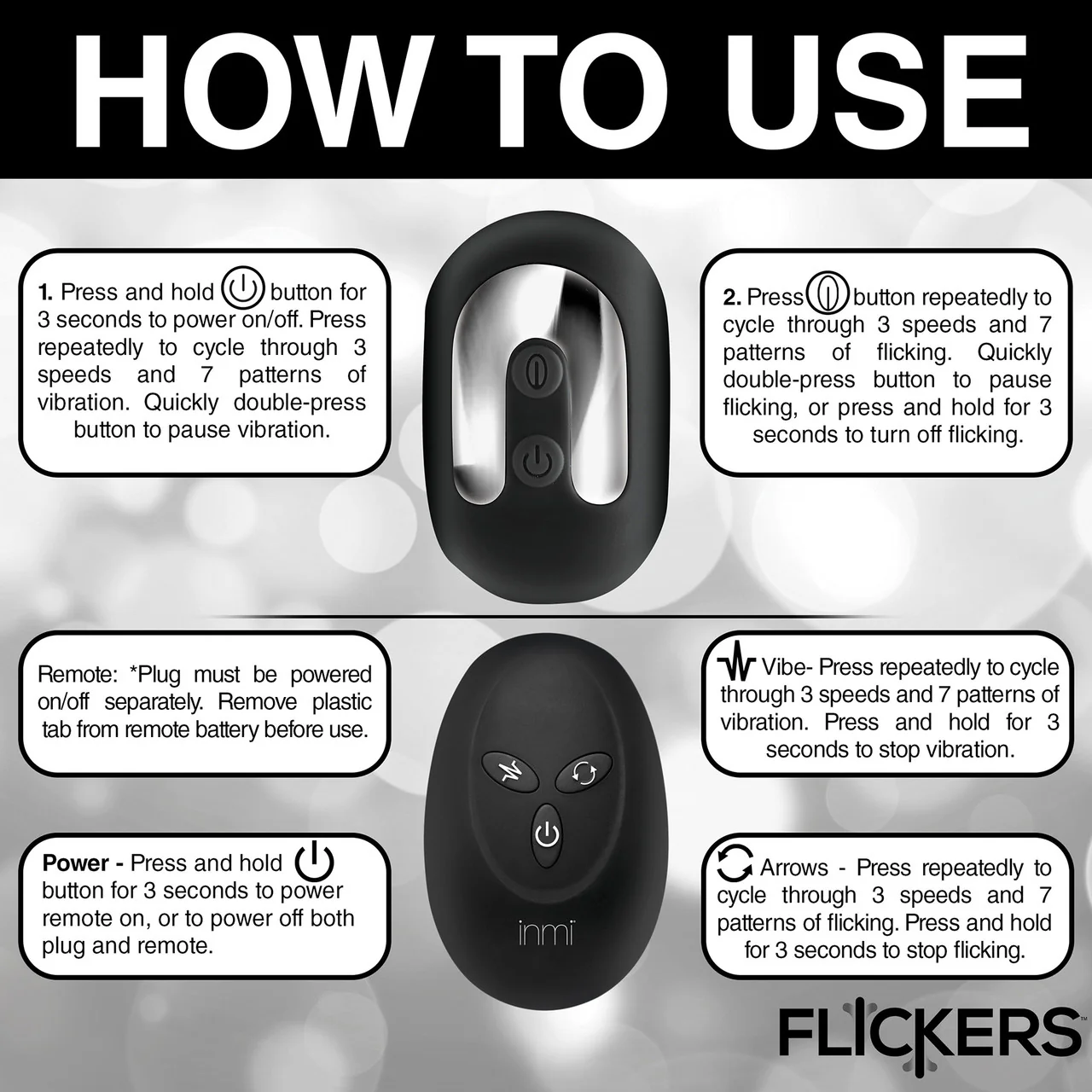 INMI Flickers Bum Flick Rechargeable Silicone Flicking & Vibrating Butt Plug With Remote - Black - Image 14
