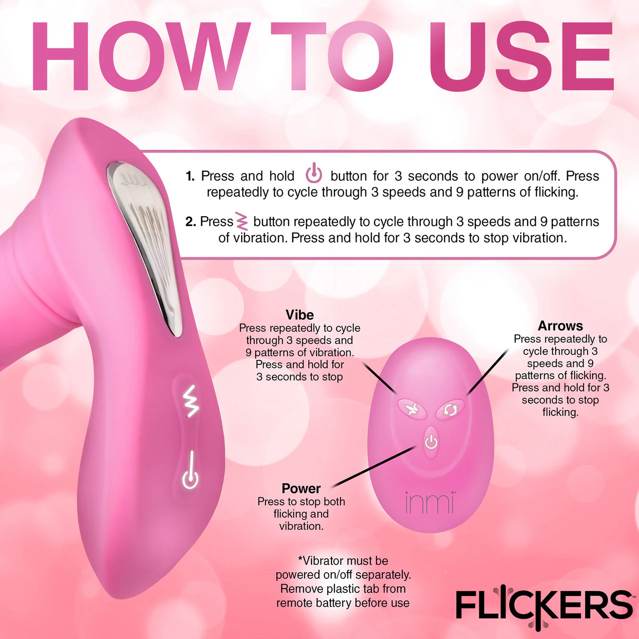 INMI Flickers G-Flick Rechargeable Silicone Flicking G-Spot Vibrator With Remote - Pink - Image 13