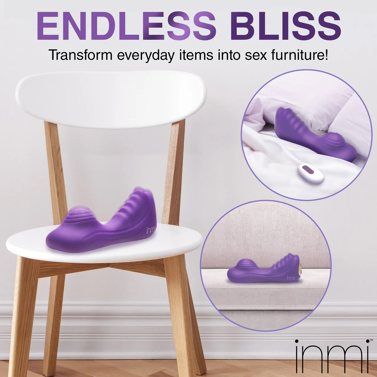 INMI Ride N' Grind 10X Rechargeable Waterproof Silicone Vibrating Grinder With Remote - Purple - Image 10