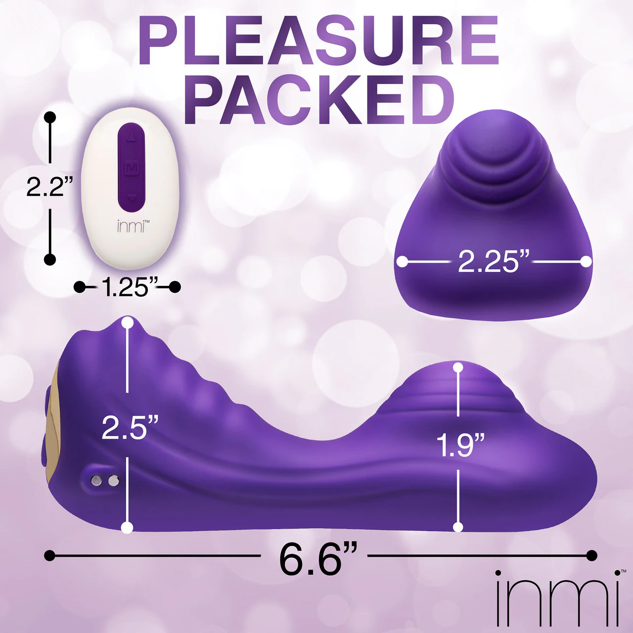 INMI Ride N' Grind 10X Rechargeable Waterproof Silicone Vibrating Grinder With Remote - Purple - Image 14