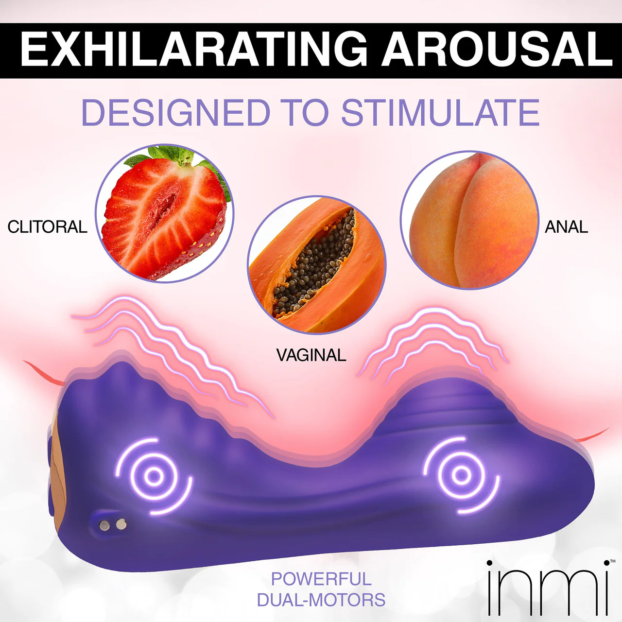 INMI Ride N' Grind 10X Rechargeable Waterproof Silicone Vibrating Grinder With Remote - Purple - Image 2