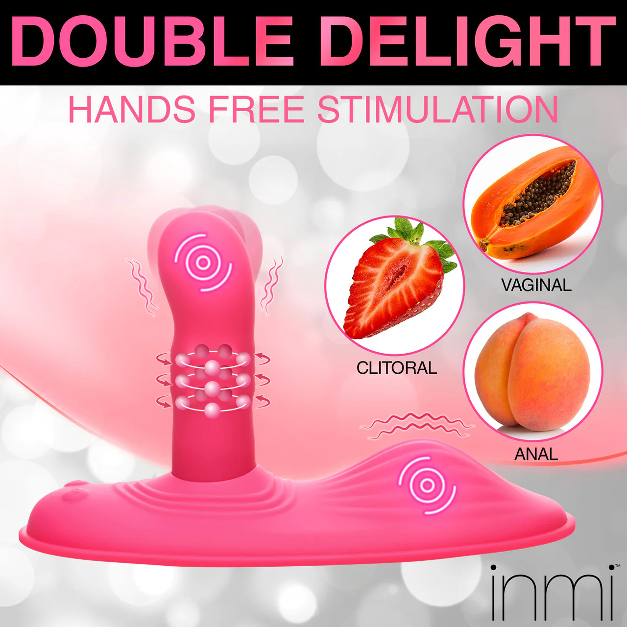 Inmi Spin 'N' Grind Rotating & Vibrating Silicone Rechargeable Grinder With Remote - Pink - Image 14