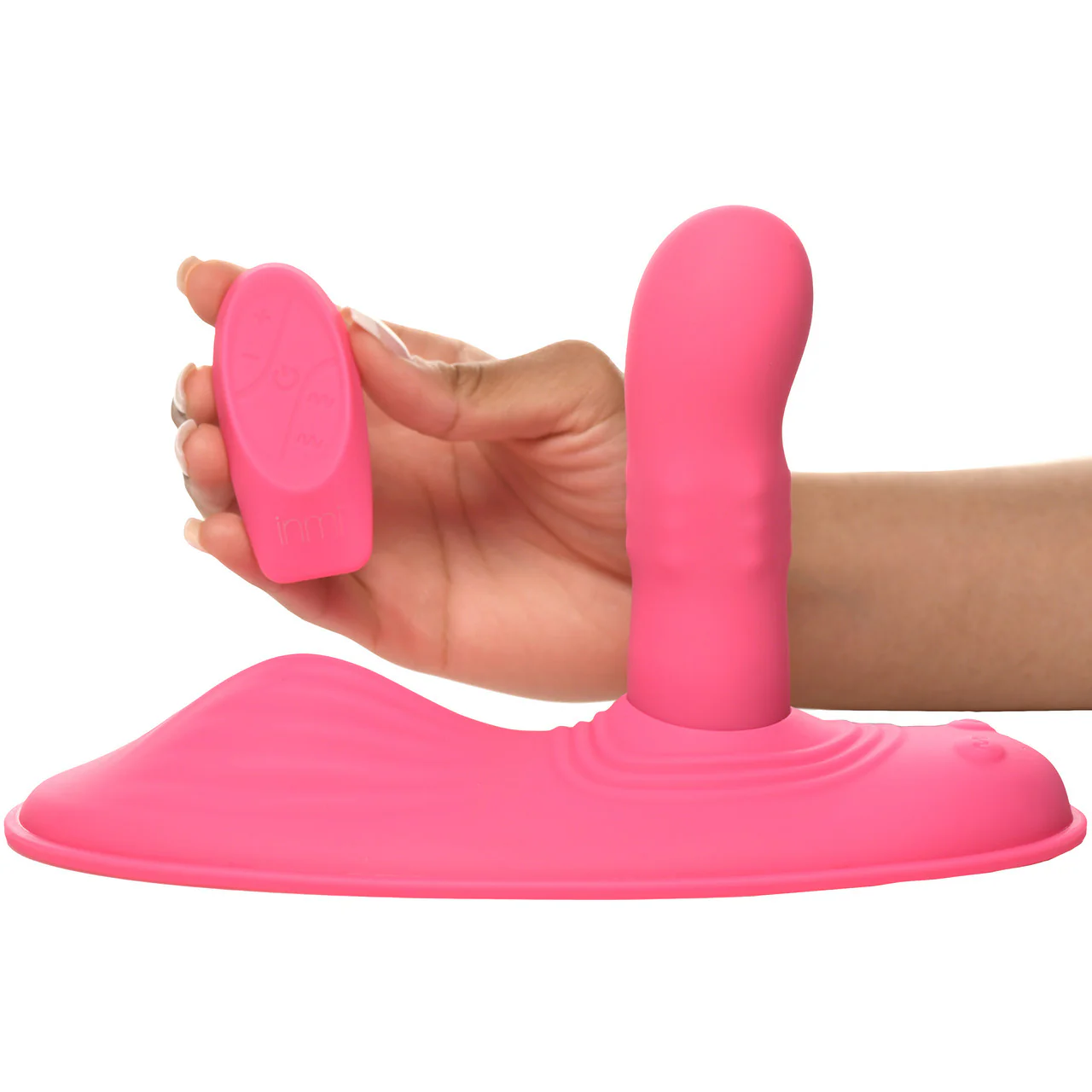 Inmi Spin 'N' Grind Rotating & Vibrating Silicone Rechargeable Grinder With Remote - Pink - Image 7