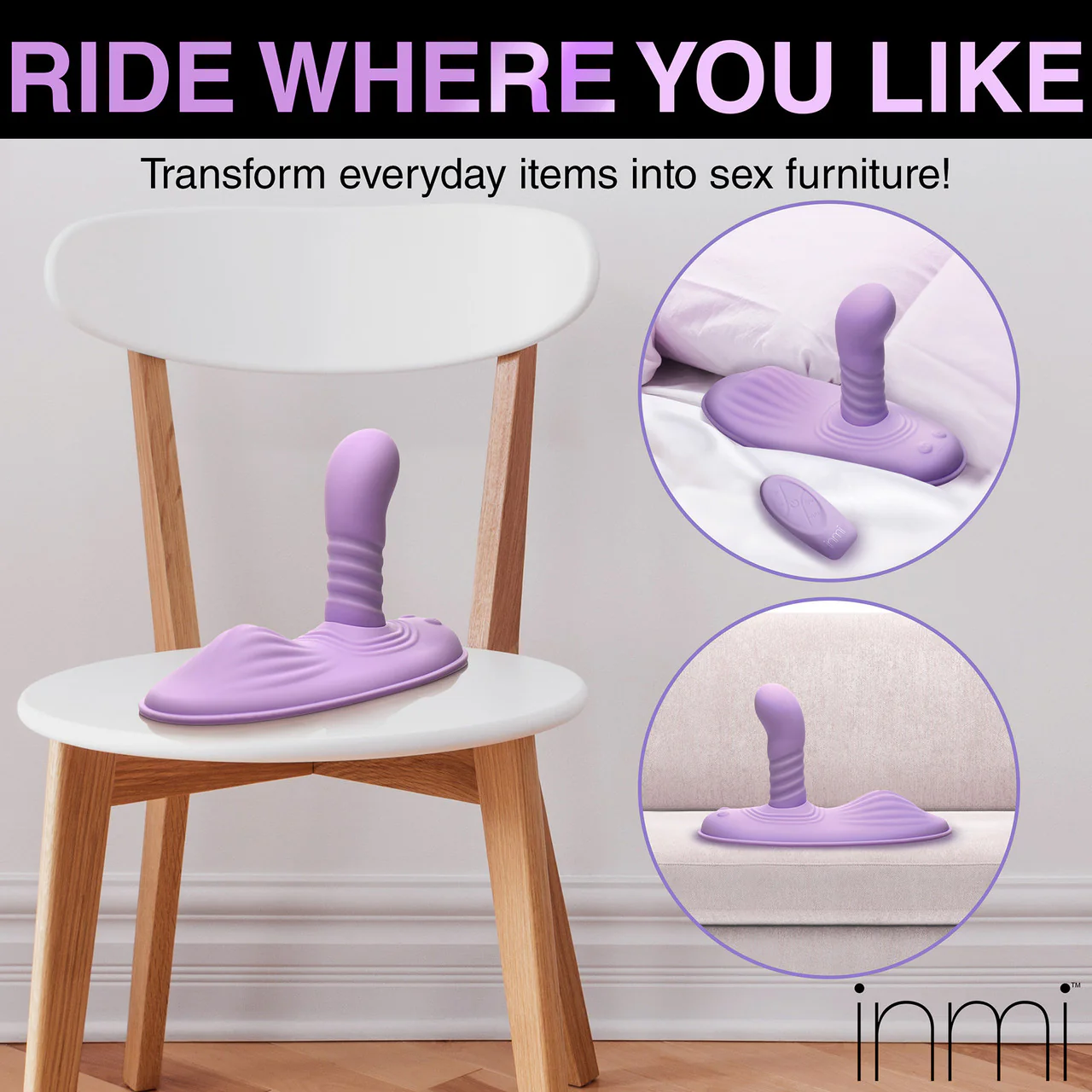 Inmi Thrust 'N' Grind Thrusting & Vibrating Silicone Rechargeable Grinder With Remote - Purple - Image 18
