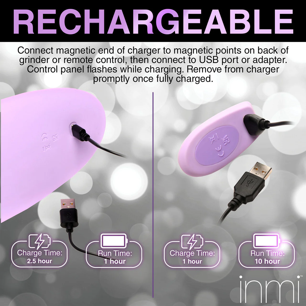 Inmi Thrust 'N' Grind Thrusting & Vibrating Silicone Rechargeable Grinder With Remote - Purple - Image 21