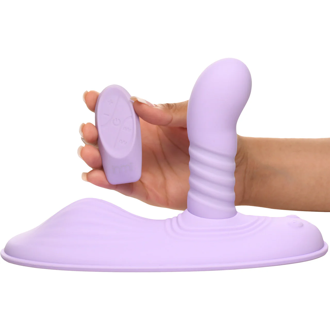 Inmi Thrust 'N' Grind Thrusting & Vibrating Silicone Rechargeable Grinder With Remote - Purple - Image 8